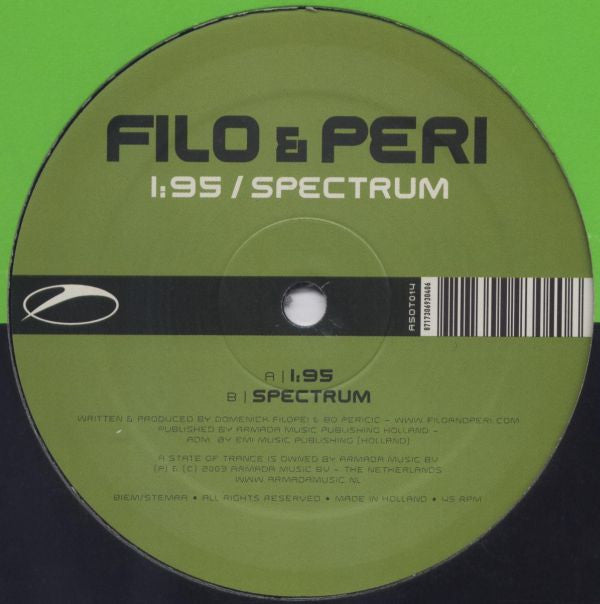 Filo & Peri : I:95 / Spectrum (12")