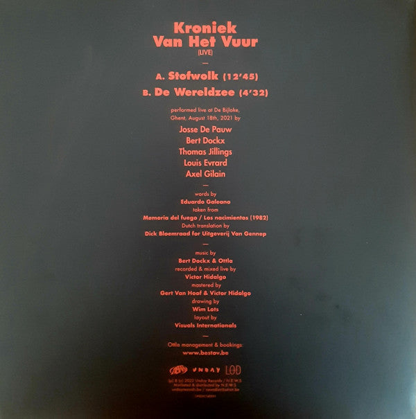 Josse De Pauw & Bert Dockx ft. Ottla : Kroniek Van Het Vuur (12", MiniAlbum, Ltd, Red)