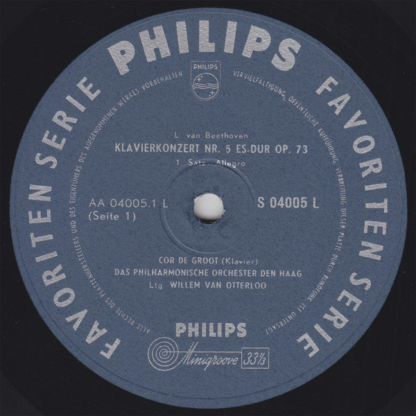 Ludwig van Beethoven – Cor De Groot, Willem Van Otterloo Conducting The Hague Philharmonic : Piano Concerto No. 5 "Emperor" (LP, Mono)