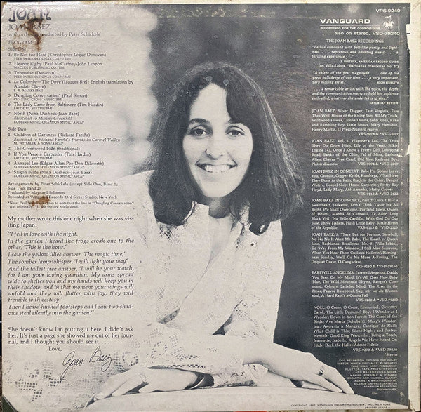Joan Baez : Joan (LP, Album)