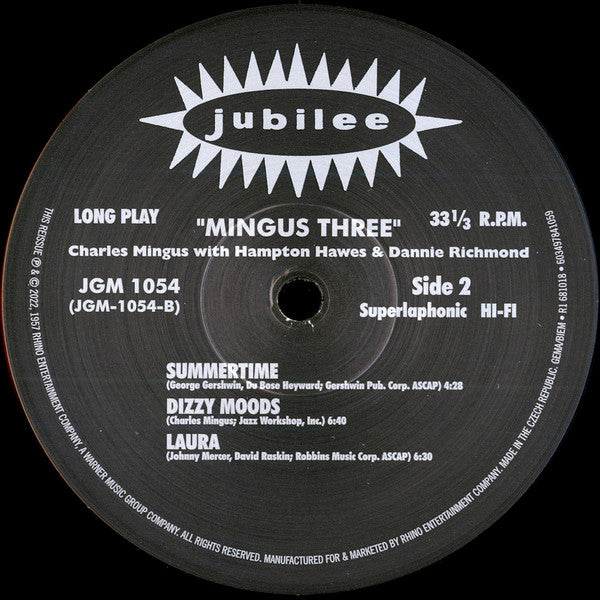 Charles Mingus With Hampton Hawes And Dannie Richmond : Mingus Three (LP, Album, Mono, RE, 180 + LP, Mono, 180 + Dlx, RM)