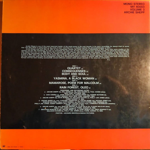 Archie Shepp : Volume 3 (2xLP, Comp)