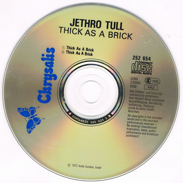 Jethro Tull : Thick As A Brick (CD, Album, RE)