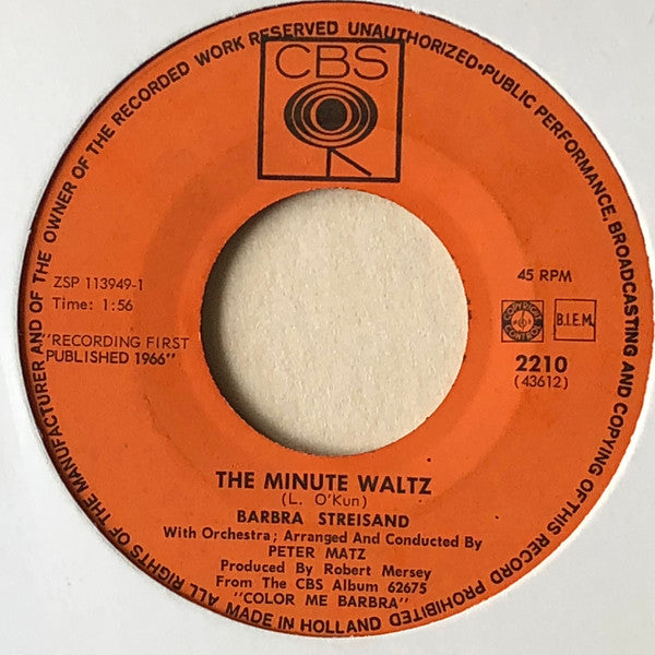 Barbra Streisand : The Minute Waltz (7")