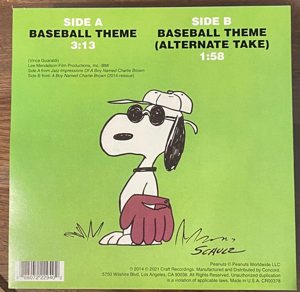 Vince Guaraldi Trio : Baseball Theme (7", RSD, Single, Ltd, Whi)