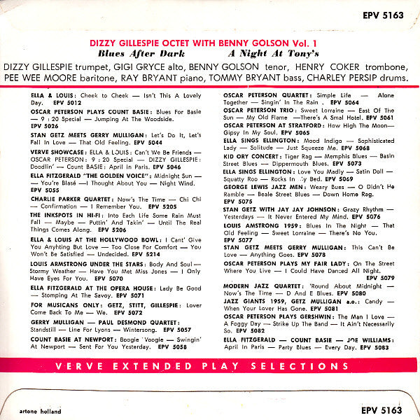 The Dizzy Gillespie Octet with Benny Golson : The Greatest Trumpet Of Them All Vol. 1 (7", EP)