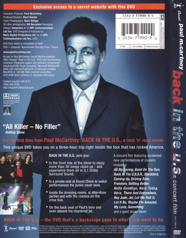 Paul McCartney : Back In The U.S. - Concert Film (DVD-V, PAL, 5.1)