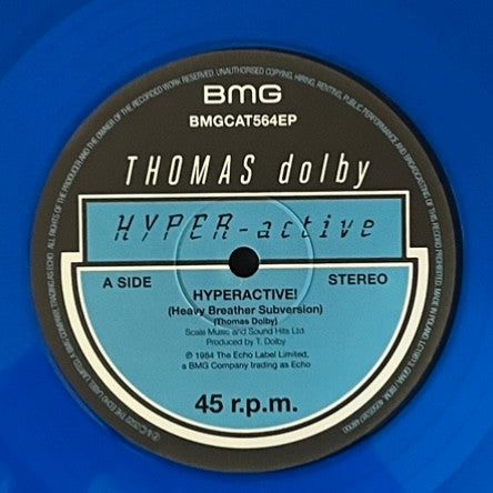 Thomas Dolby : Hyper-active! (Heavy Breather Subversion) (12", Maxi, RSD, Ltd, RE, RM, Blu)