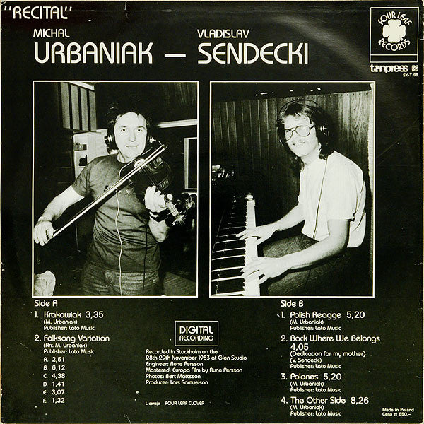 Michał Urbaniak - Władysław Sendecki : Recital (LP, Album)