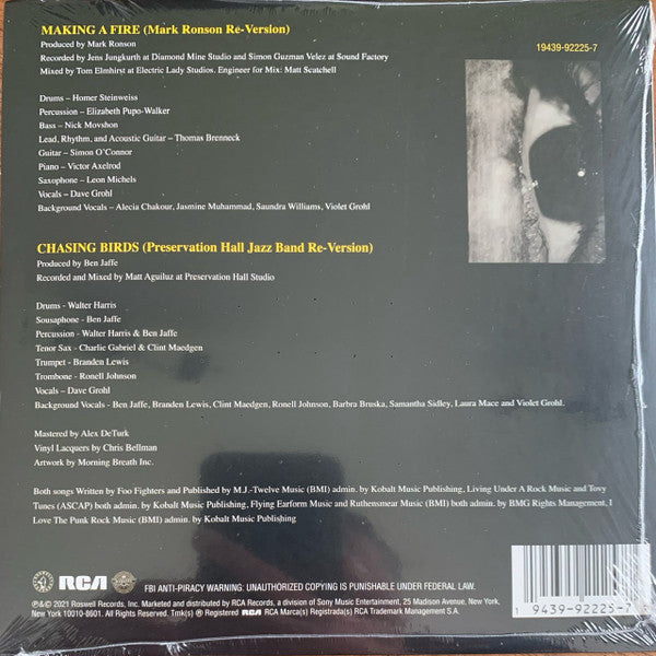 Foo Fighters : Making A Fire (Mark Ronson Re-Version) / Chasing Birds (Preservation Hall Jazz Band Re-Version) (7", RSD, Single)
