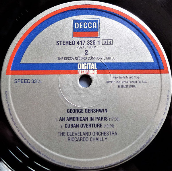 Gershwin* - Katia &  Marielle Labèque*, Cleveland Orchestra*, Riccardo Chailly : Rhapsody In Blue / An American In Paris / Lullaby / Cuban Overture (LP)