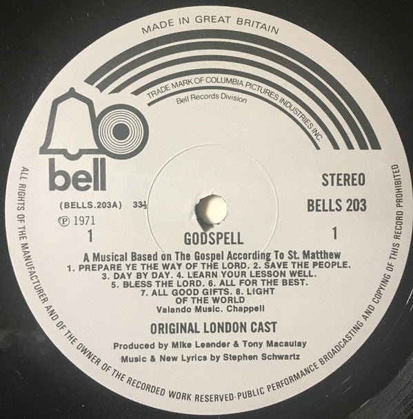 "Godspell" Original London Cast : Godspell (LP, Album)
