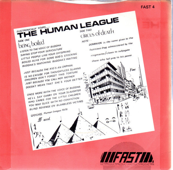 The Human League : Being Boiled / Circus Of Death (7", Single, Mono, RE, Sol)