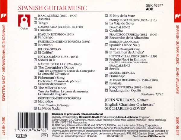 John Williams (7) : Spanish Guitar Music (CD, Comp, RE, RM)