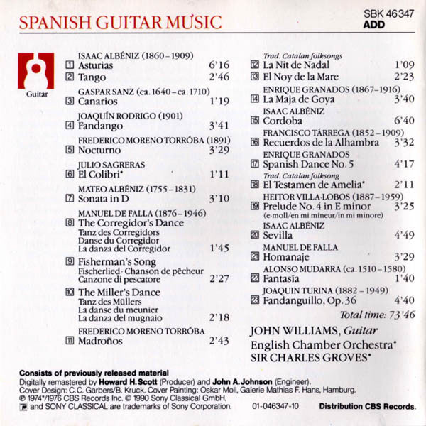 John Williams (7) : Spanish Guitar Music (CD, Comp, RE, RM)