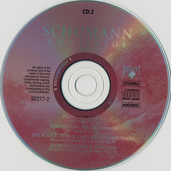 Robert Schumann : Concertos (Complete) (2xCD, Comp)