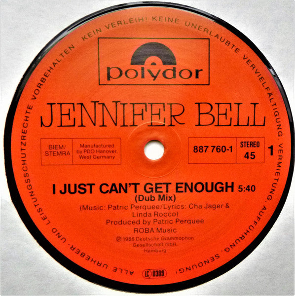 Jennifer Bell : I Just Can't Get Enough (12", Maxi)