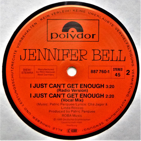 Jennifer Bell : I Just Can't Get Enough (12", Maxi)