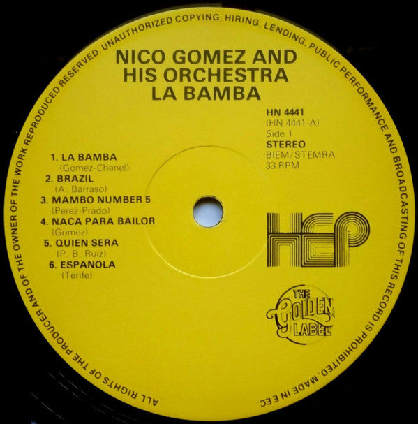 Nico Gomez And His Orchestra : La Bamba (LP, Album)