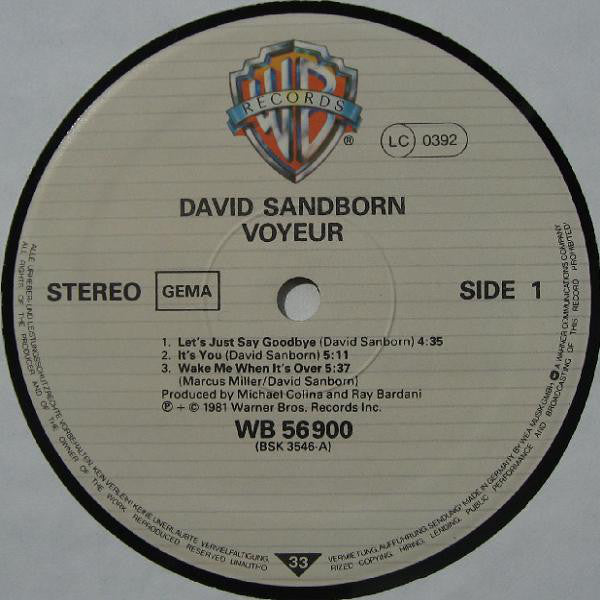 David Sanborn : Voyeur (LP, Album, M/Print)