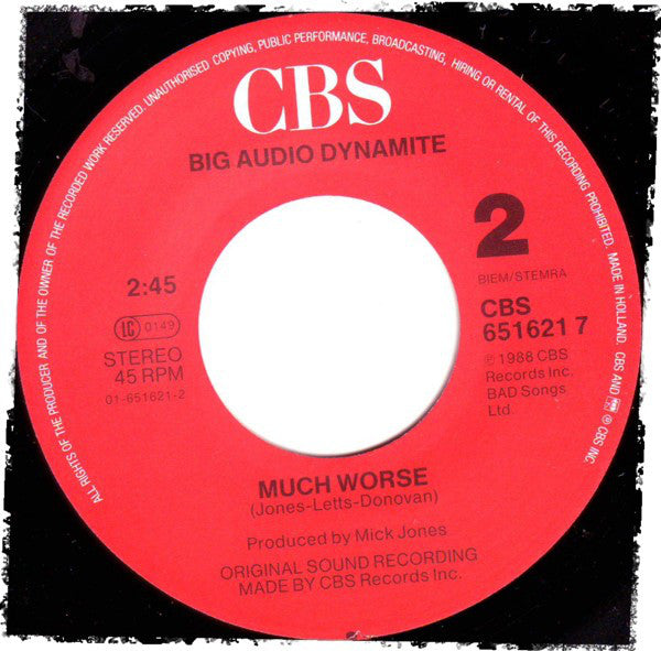 Big Audio Dynamite : Just Play Music! (7", Single)
