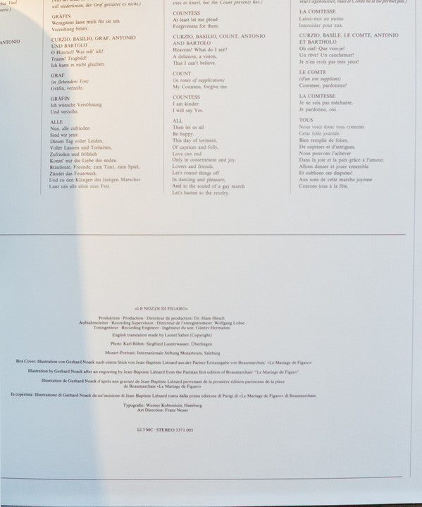 Wolfgang Amadeus Mozart - Karl Böhm, Hermann Prey, Edith Mathis, Gundula Janowitz, Dietrich Fischer-Dieskau, Tatiana Troyanos, Chor Der Deutschen Oper Berlin Und Orchester Der Deutschen Oper Berlin : Le Nozze Di Figaro (3xLP + Box, RE)