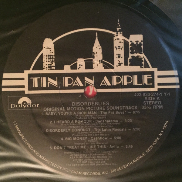 Various : Disorderlies: Original Motion Picture Soundtrack (LP, Album)