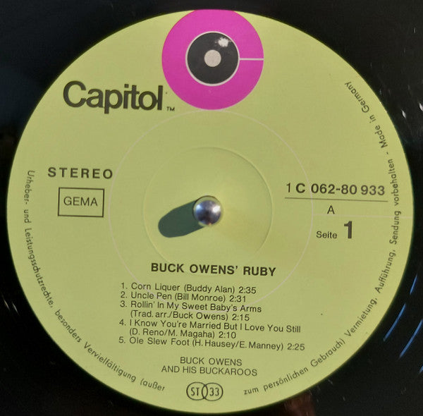 Buck Owens And His Buckaroos : Buck Owens' Ruby (LP, Album)