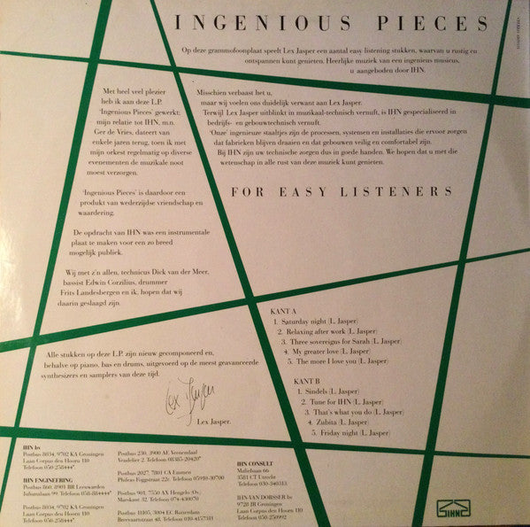 Lex Jasper : Ingenious Pieces For Easy Listeners  (LP)