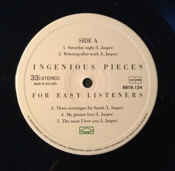 Lex Jasper : Ingenious Pieces For Easy Listeners  (LP)