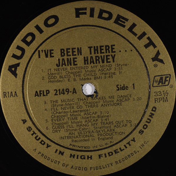 Jane Harvey : I've Been There (LP, Album, Mono)