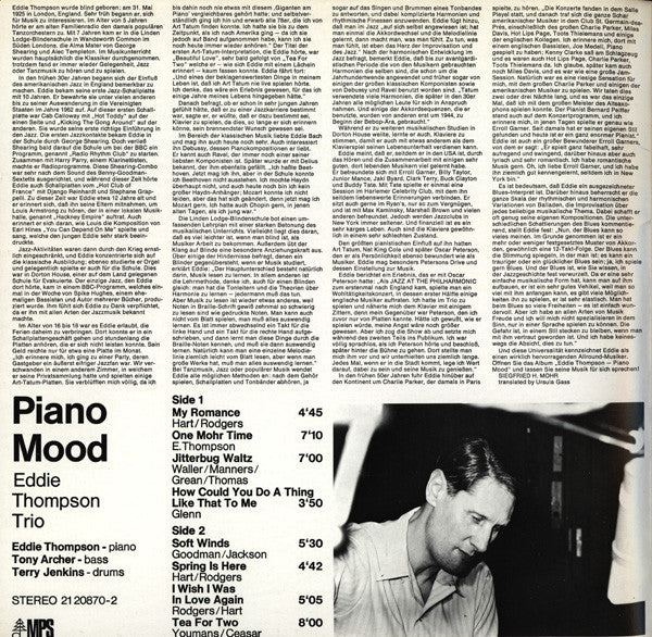 Eddie Thompson : Piano Mood (LP, Album)