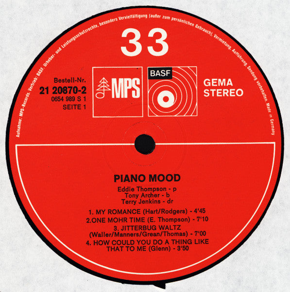 Eddie Thompson : Piano Mood (LP, Album)