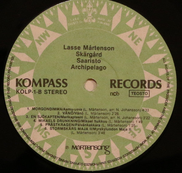 Lasse Mårtenson : Skärgård = Saaristo = Archipelago & Stormskärs Maja (LP, Album)