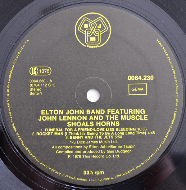 Elton John Band Featuring John Lennon And Muscle Shoals Horns : Elton John Band Featuring John Lennon And The Muscle Shoals Horns (LP, Album, RE)