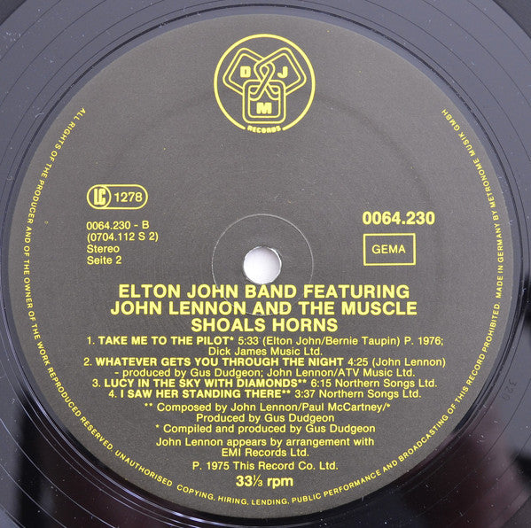 Elton John Band Featuring John Lennon And Muscle Shoals Horns : Elton John Band Featuring John Lennon And The Muscle Shoals Horns (LP, Album, RE)