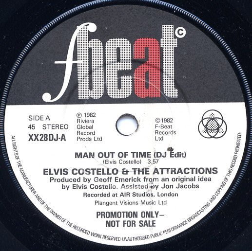 Elvis Costello & The Attractions : Man Out Of Time (7", Single, Promo)