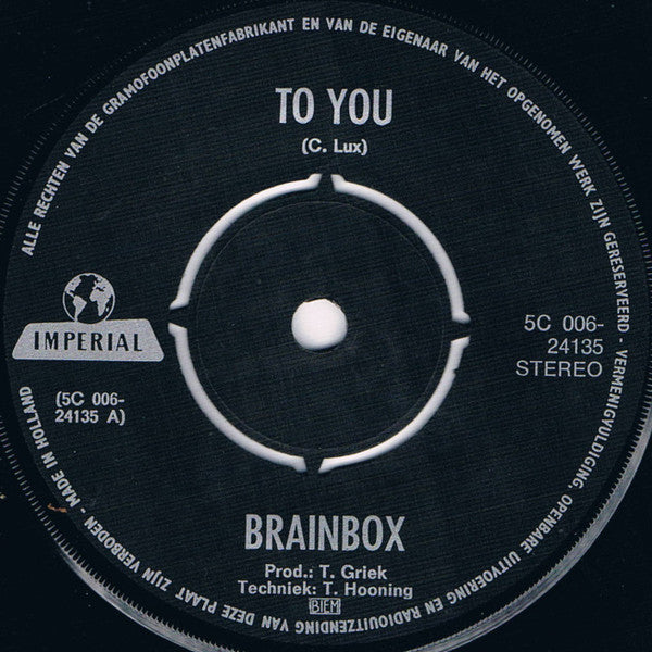 Brainbox (3) : To You (7", Single)