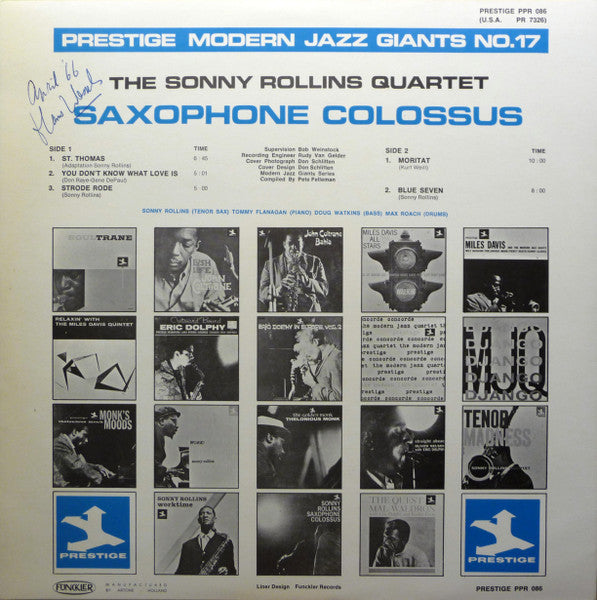 Sonny Rollins : Saxophone Colossus (LP, Album, Mono, RE)