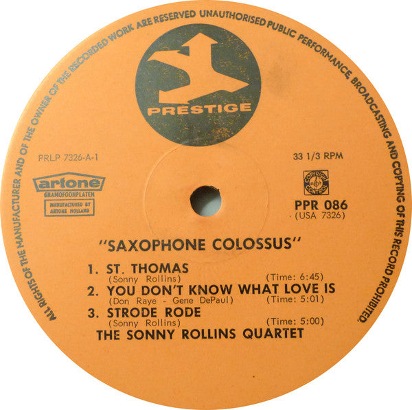 Sonny Rollins : Saxophone Colossus (LP, Album, Mono, RE)