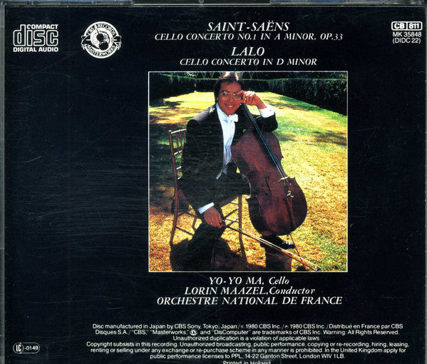 Édouard Lalo / Camille Saint-Saëns, Yo-Yo Ma, Lorin Maazel, Orchestre National De France : Cello Concertos (CD)