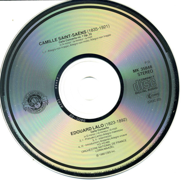 Édouard Lalo / Camille Saint-Saëns, Yo-Yo Ma, Lorin Maazel, Orchestre National De France : Cello Concertos (CD)