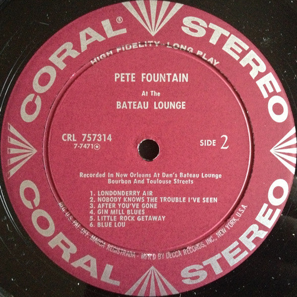 Pete Fountain : Pete Fountain At The Bateau Lounge (LP, Album)