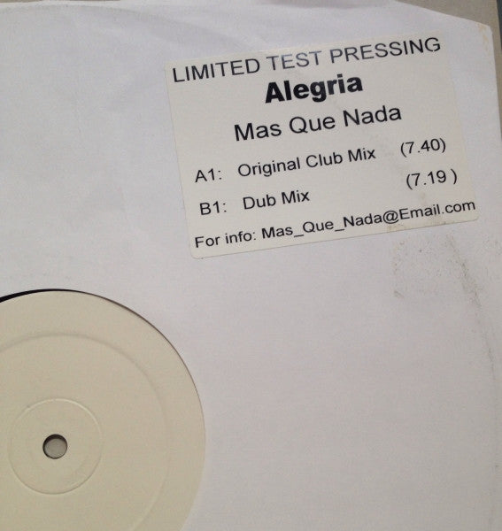 Alegria (2) : Mas Que Nada (12", TP, W/Lbl)