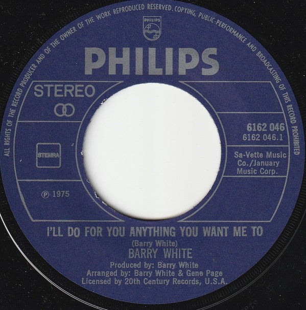 Barry White : I'll Do For You Anything You Want Me To (7")