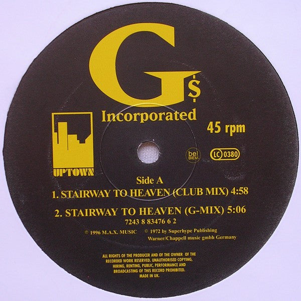 G's Incorporated : Stairway To Heaven (12")