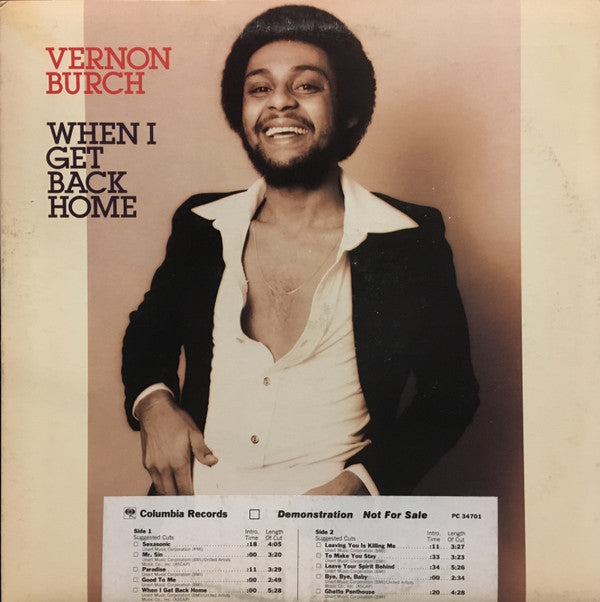 Vernon Burch : When I Get Back Home (LP, Album, Promo)