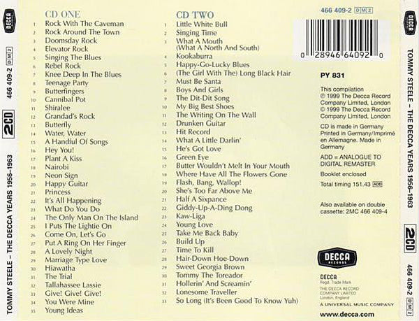 Tommy Steele : The Decca Years 1956-1963 (2xCD, Comp)