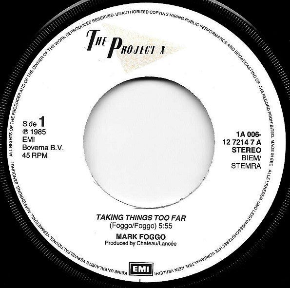 Mark Foggo : Taking Things Too Far / Oops I Did It Again (7")