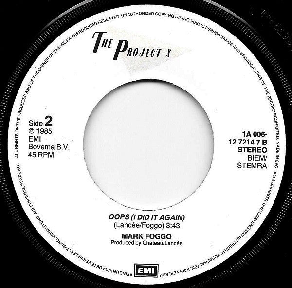 Mark Foggo : Taking Things Too Far / Oops I Did It Again (7")
